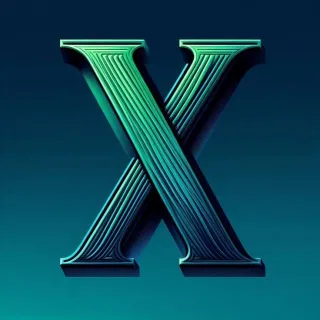 Green crystal — letter X