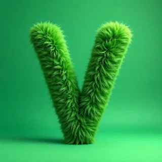 Green fur — letter V
