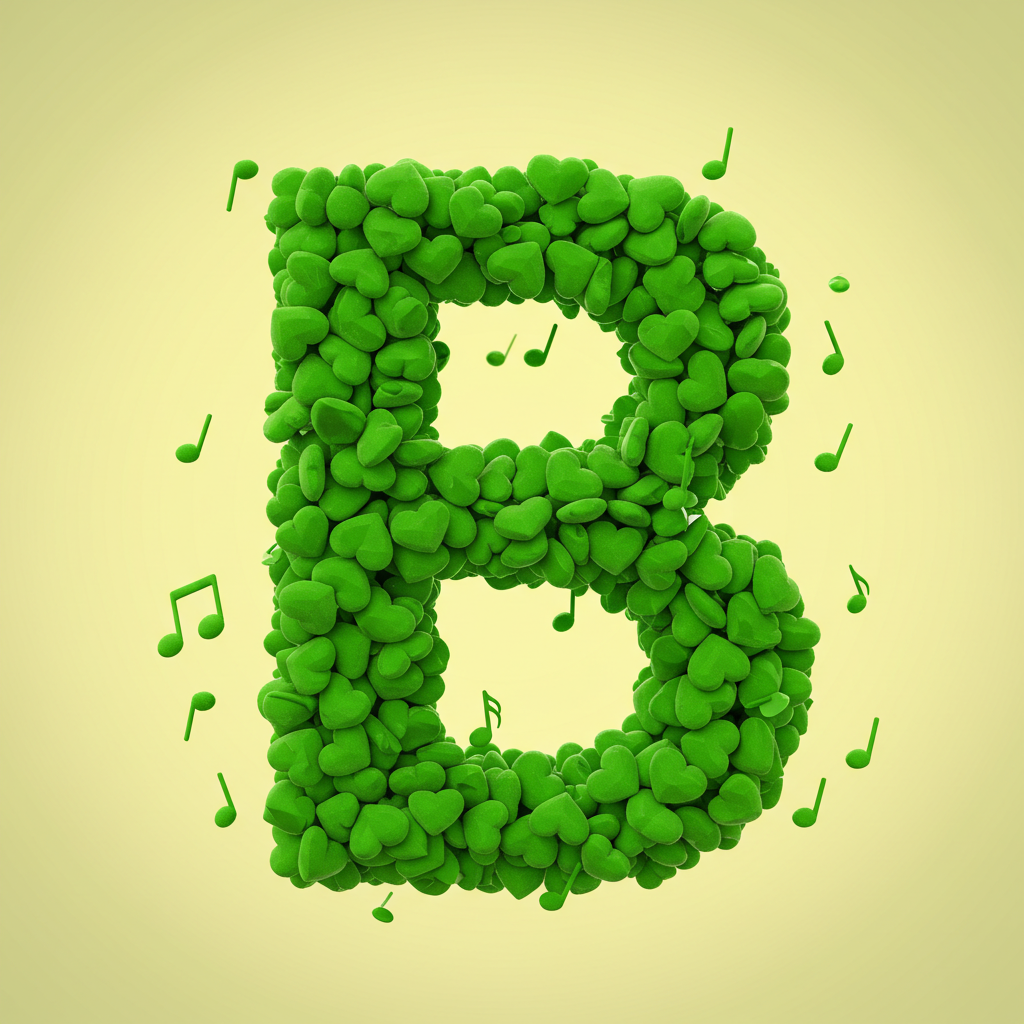 Green hearts — letter B