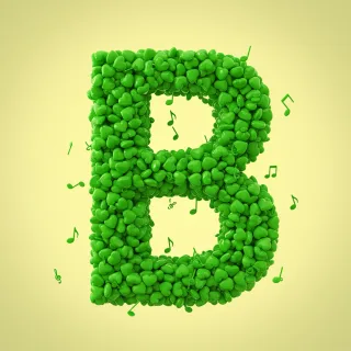 Green hearts — letter B (variant 2)