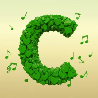 Green hearts — letter C