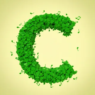 Green hearts — letter C (variant 2)