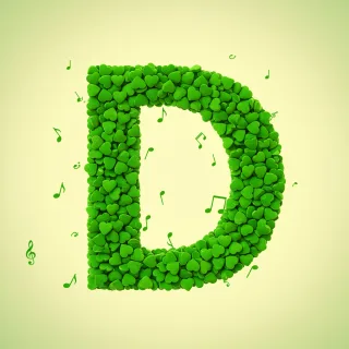 Green hearts — letter D (variant 2)
