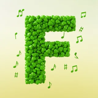 Green hearts — letter F