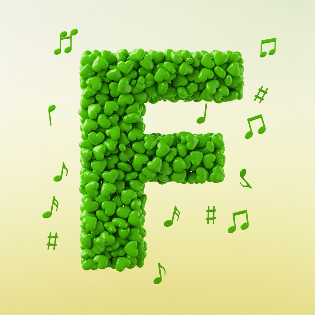 Green hearts — letter F