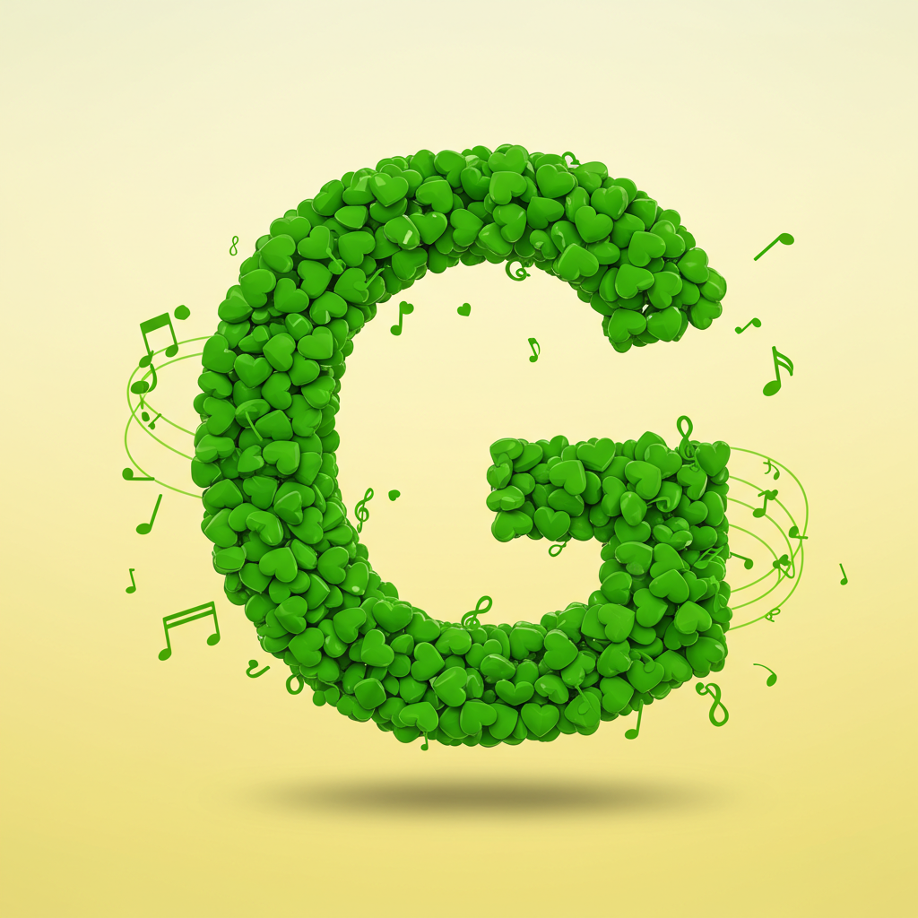 Green hearts — letter G