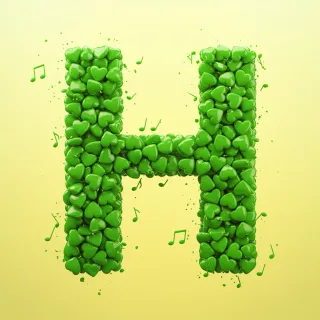 Green hearts — letter H