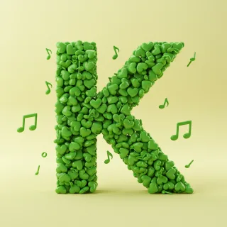 Green hearts — letter K (variant 2)