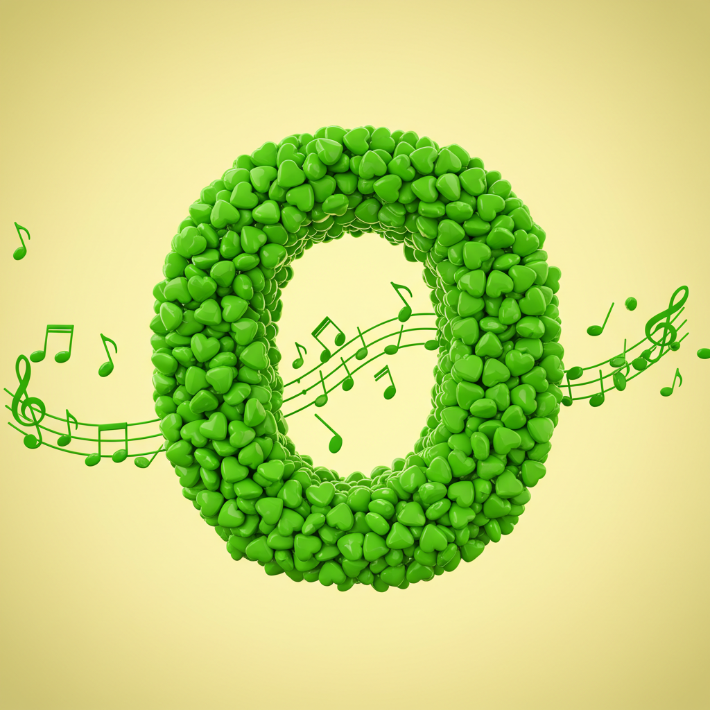 Green hearts — letter O (variant 2)