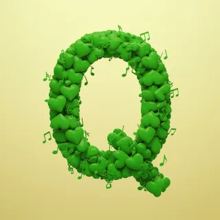 Green hearts — letter Q
