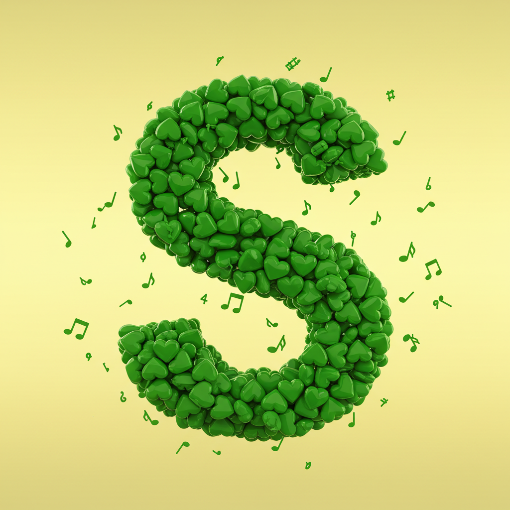 Green hearts — letter S