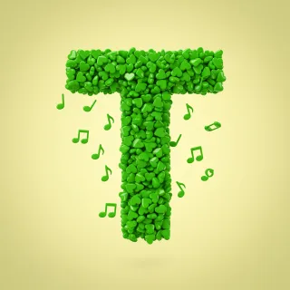 Green hearts — letter T