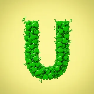 Green hearts — letter U