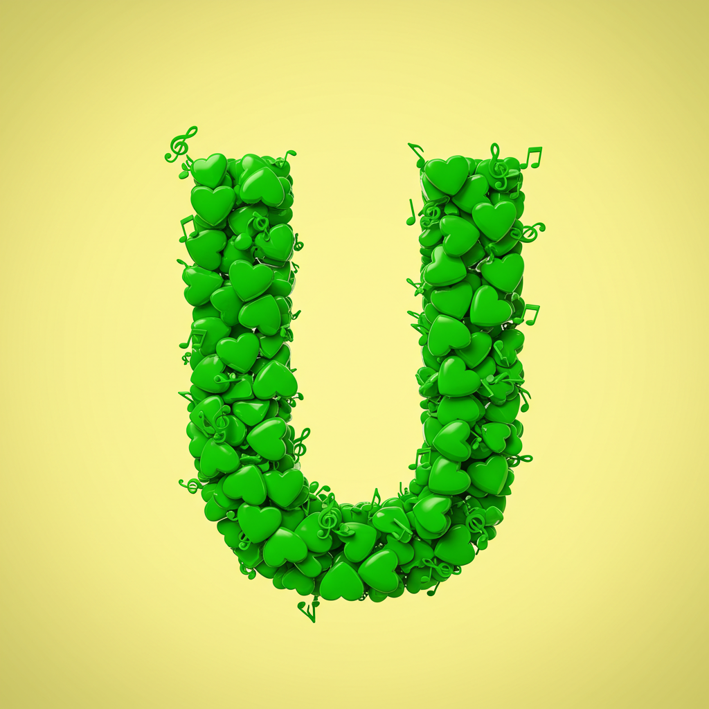 Green hearts — letter U