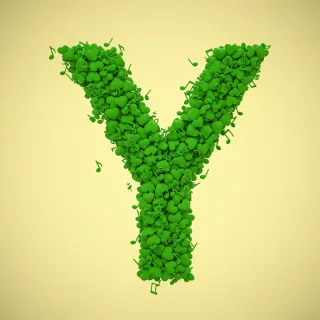 Green hearts — letter Y (variant 2)