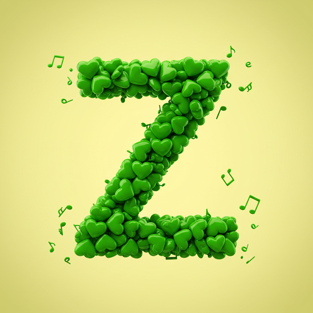 Green hearts — letter Z (variant 2)