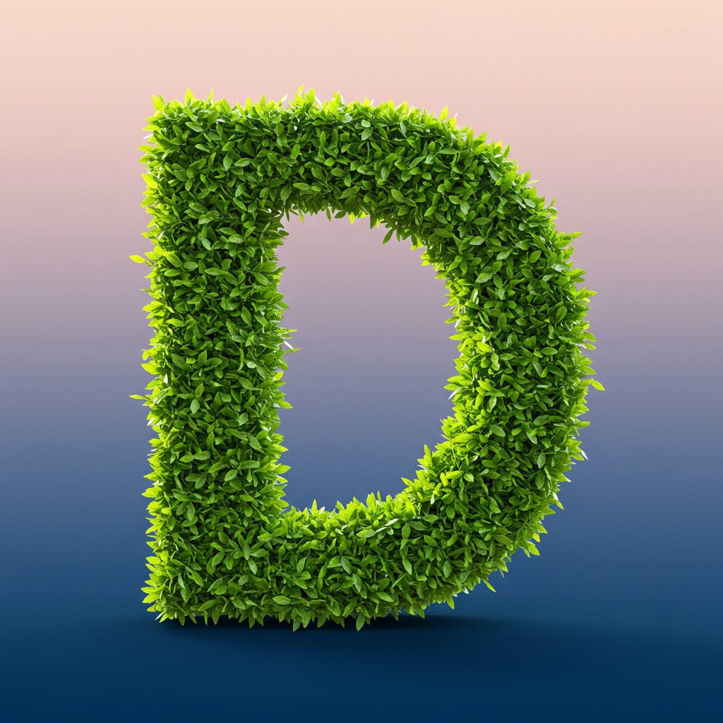 Green leaves 2 — letter D (variant 2)