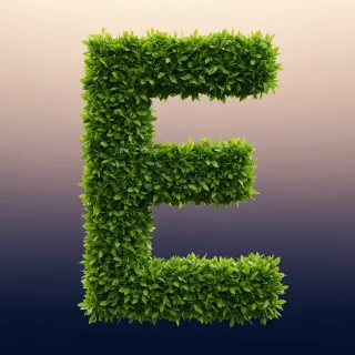 Green leaves 2 — letter E (variant 2)