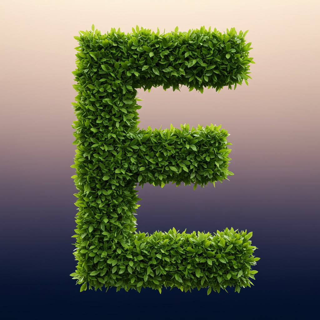 Green leaves 2 — letter E (variant 2)