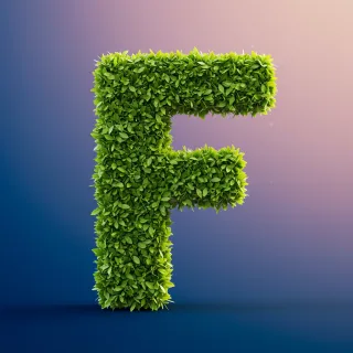 Green leaves 2 — letter F (variant 2)