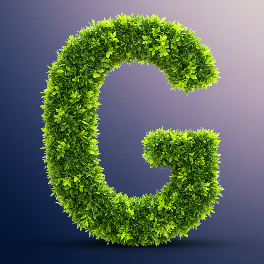 Green leaves 2 — letter G (variant 2)