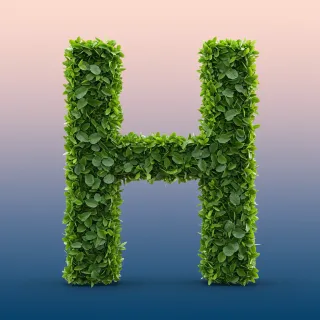 Green leaves 2 — letter H (variant 2)