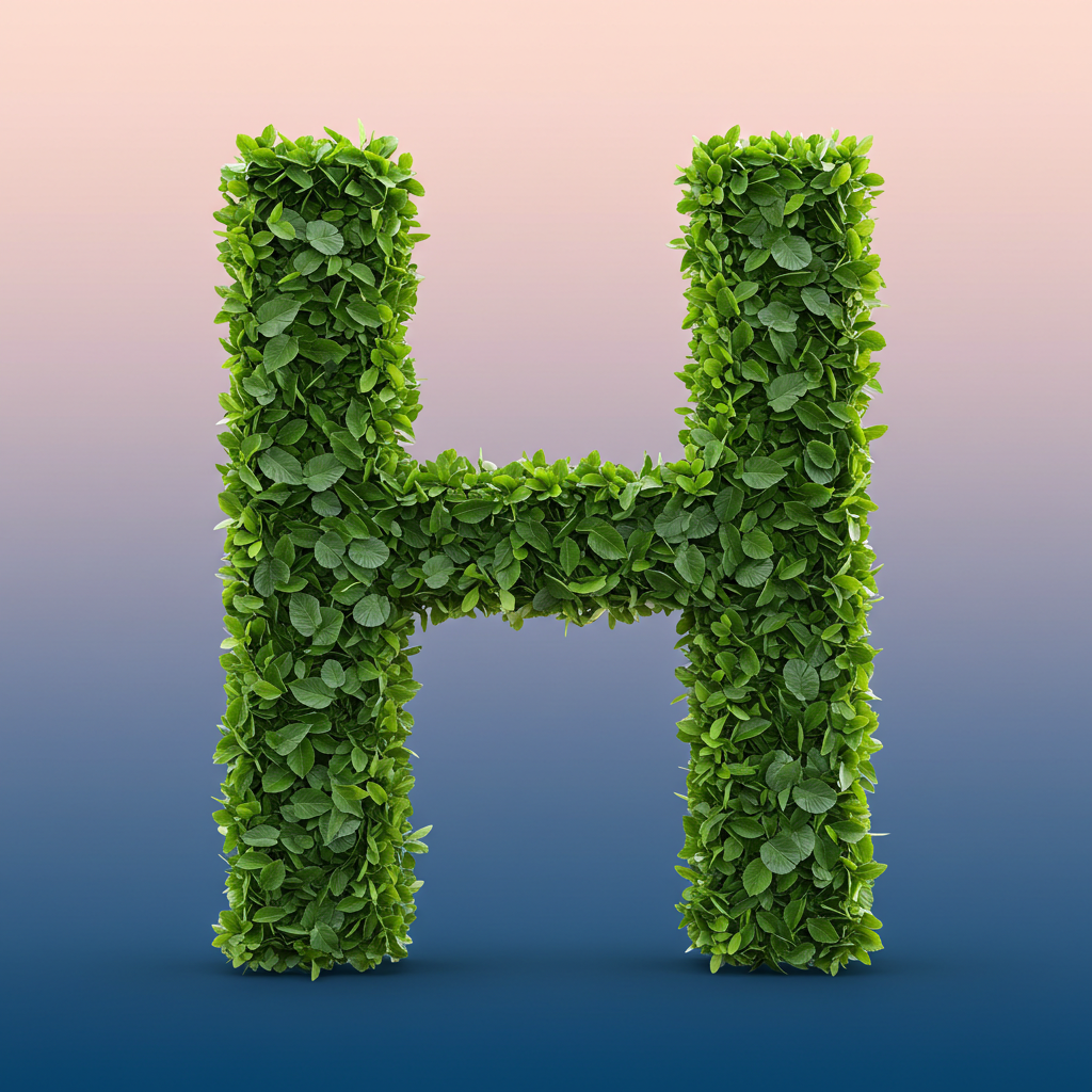 Green leaves 2 — letter H (variant 2)