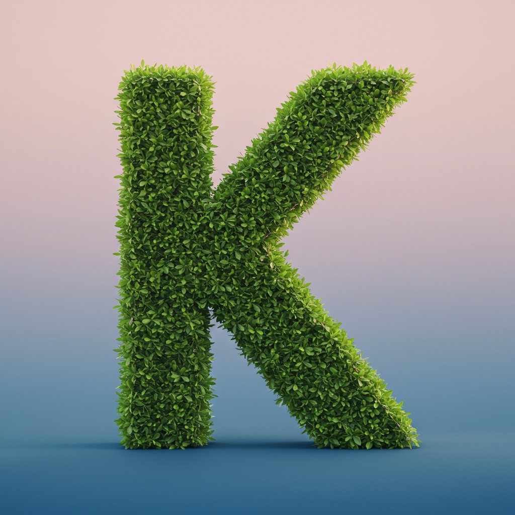 Green leaves 2 — letter K (variant 2)