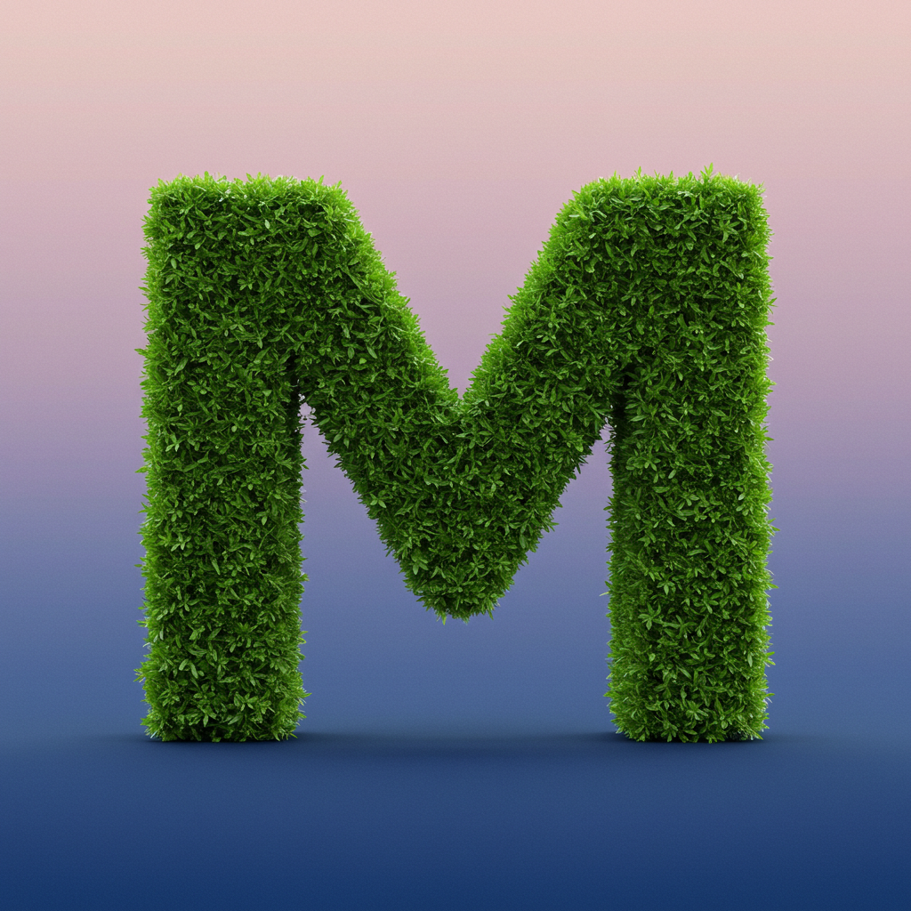Green leaves 2 — letter M (variant 2)