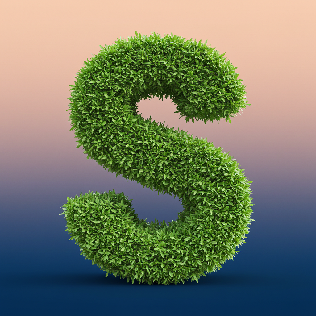 Green leaves 2 — letter S (variant 2)