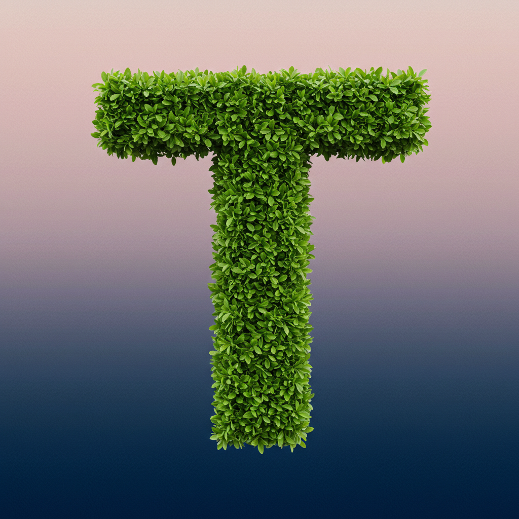 Green leaves 2 — letter T (variant 2)