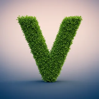 Green leaves 2 — letter V (variant 2)