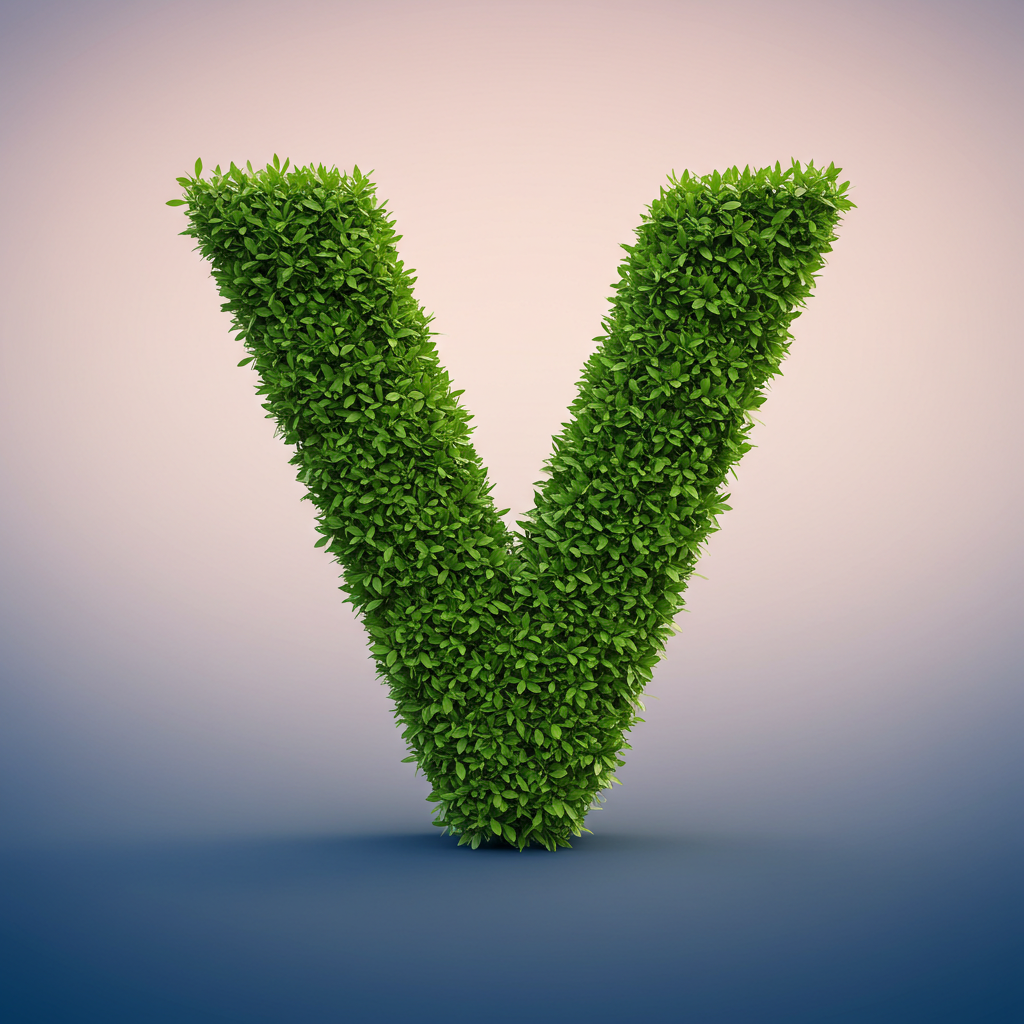 Green leaves 2 — letter V (variant 2)