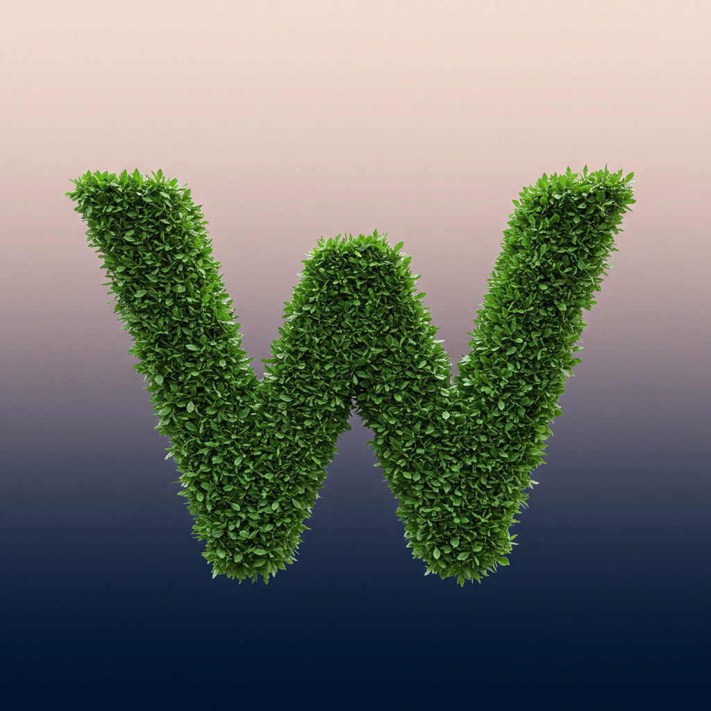 Green leaves 2 — letter W (variant 2)