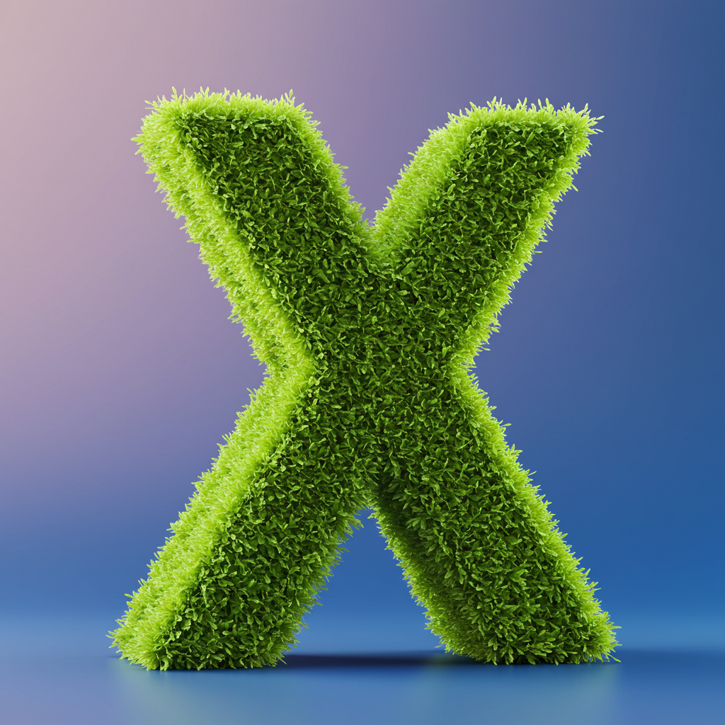 Green leaves 2 — letter X (variant 2)