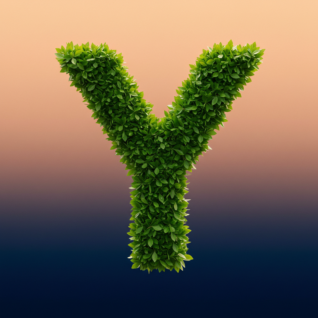 Green leaves 2 — letter Y (variant 2)