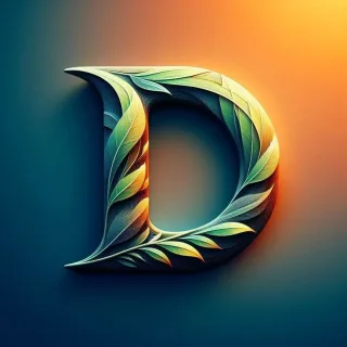 Green leaves — letter D