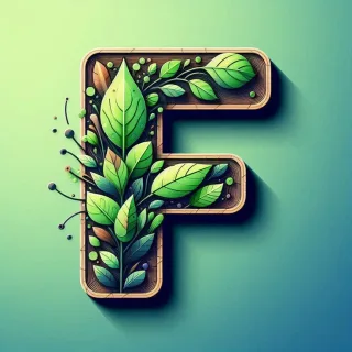 Green leaves — letter F