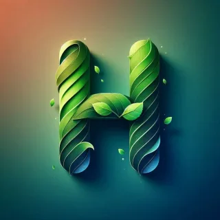 Green leaves — letter H