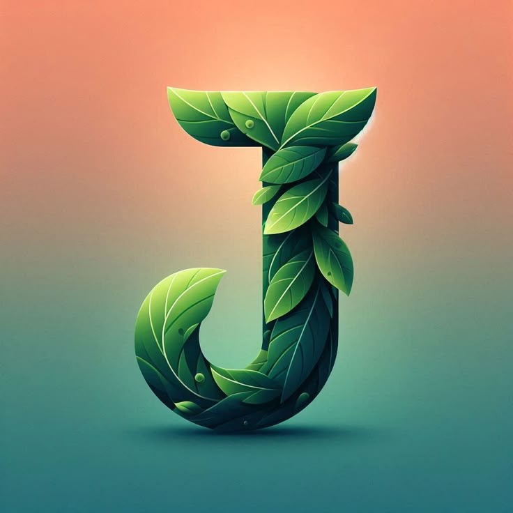 Green leaves — letter J