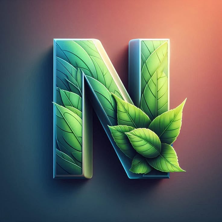 Green leaves — letter N