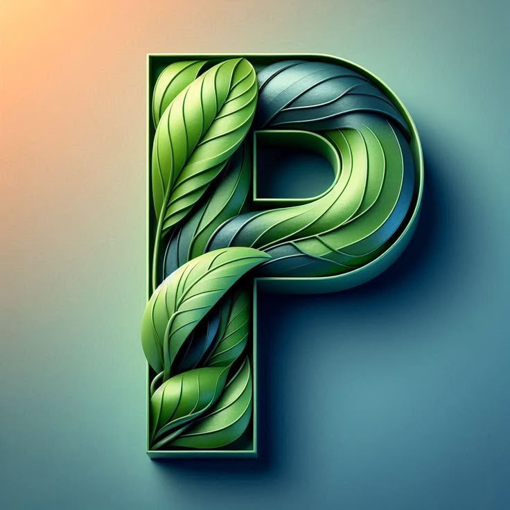 Green leaves — letter P