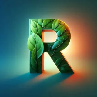Green leaves — letter R