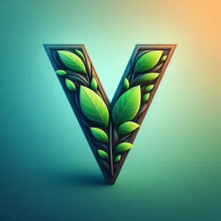 Green leaves — letter V