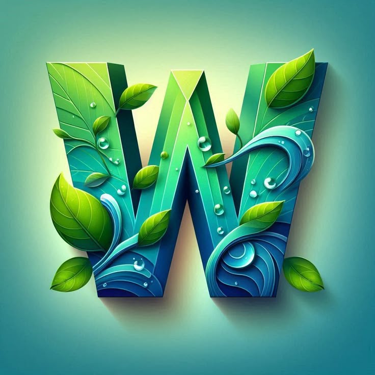 Green leaves — letter W