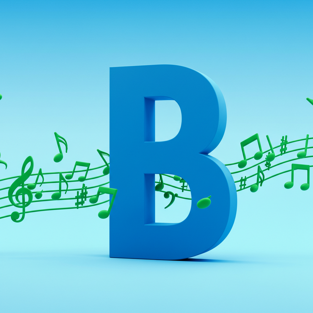 Green music notes — letter B (variant 2)