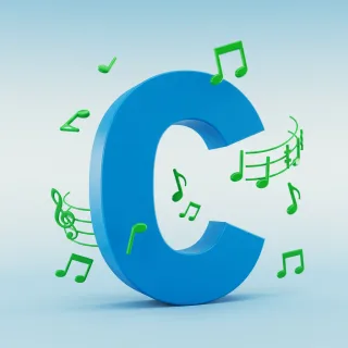 Green music notes — letter C