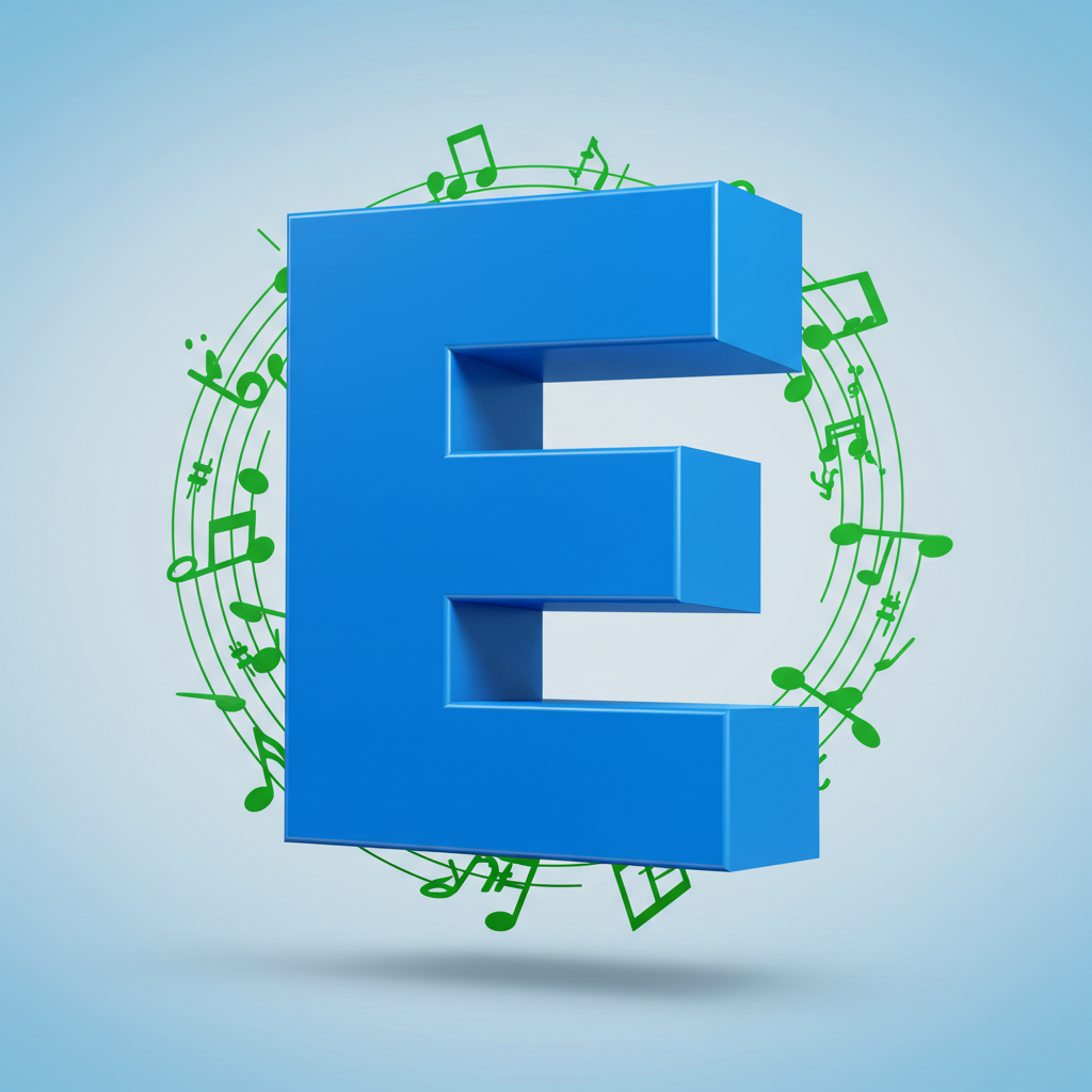 Green music notes — letter E