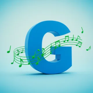 Green music notes — letter G (variant 2)