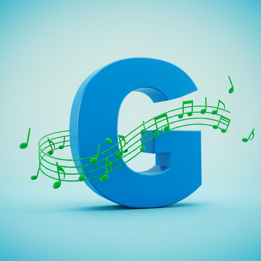 Green music notes — letter G (variant 2)